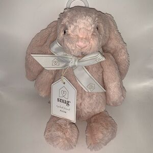 Snug Plush Bunny with Ribbon Rabbit Easter Bunny Fluffy 12" Light Pink NWT